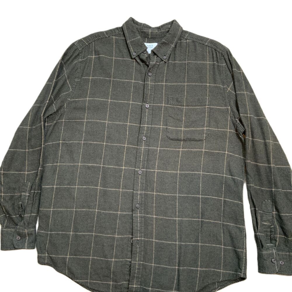 Croft & Barrow Mens Green Long Sleeve Plaid Button-down Shirt Sz Lg Grandpacore